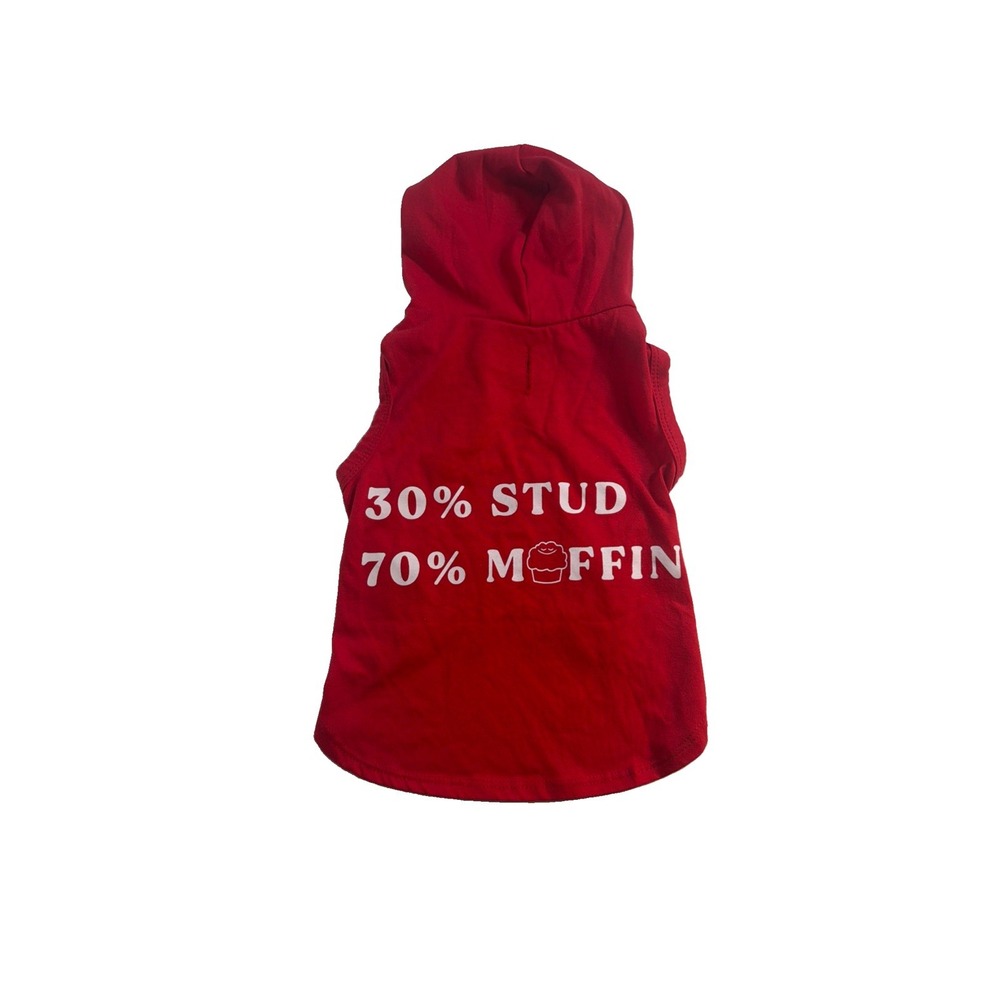 Pet Hoodie for Boy Dog Red Size Medium 30% Stud 70% Muffin